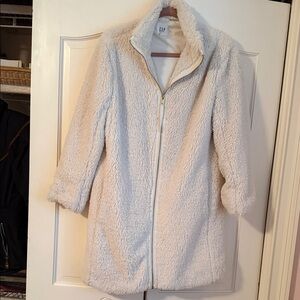 GAP Cream Faux-Sherpa Teddy Zip Coat